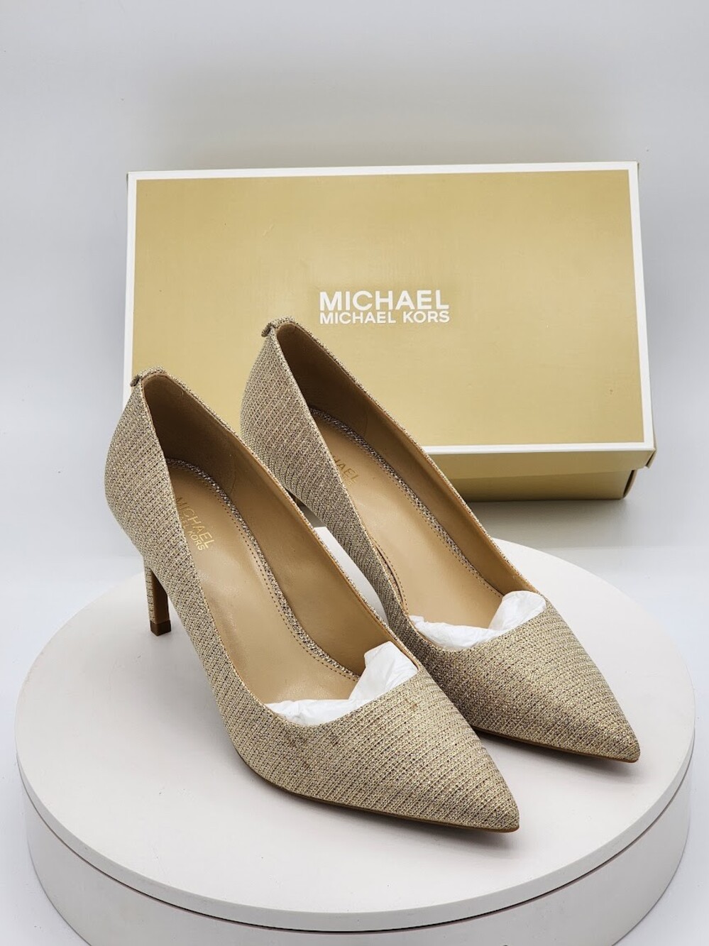 Michael Kors Alina Flex Pump Pale Gold Glitter Women’s Size 8.5 M